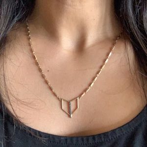 Stella & Dot gold plated with black pave necklace